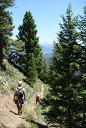 On the trail with (front to back) susan, bob g, constance [thu jul 2 14:06:49 mdt 2015]